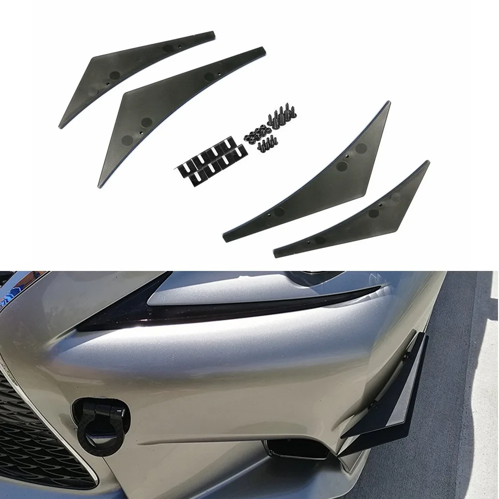 Universal Front Bumper Splitter Fin Body Spoiler Canards Valence