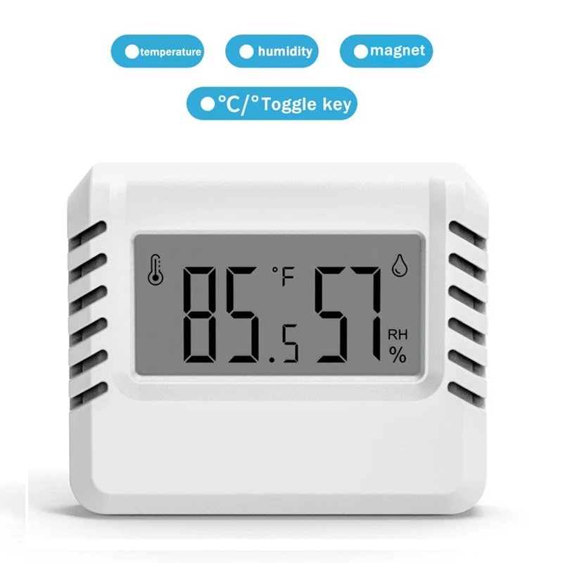 Ultra-Thin Thermometer Hygrometer Digital Display Electronic Temperature And Humidity Meter With Bracket Black
