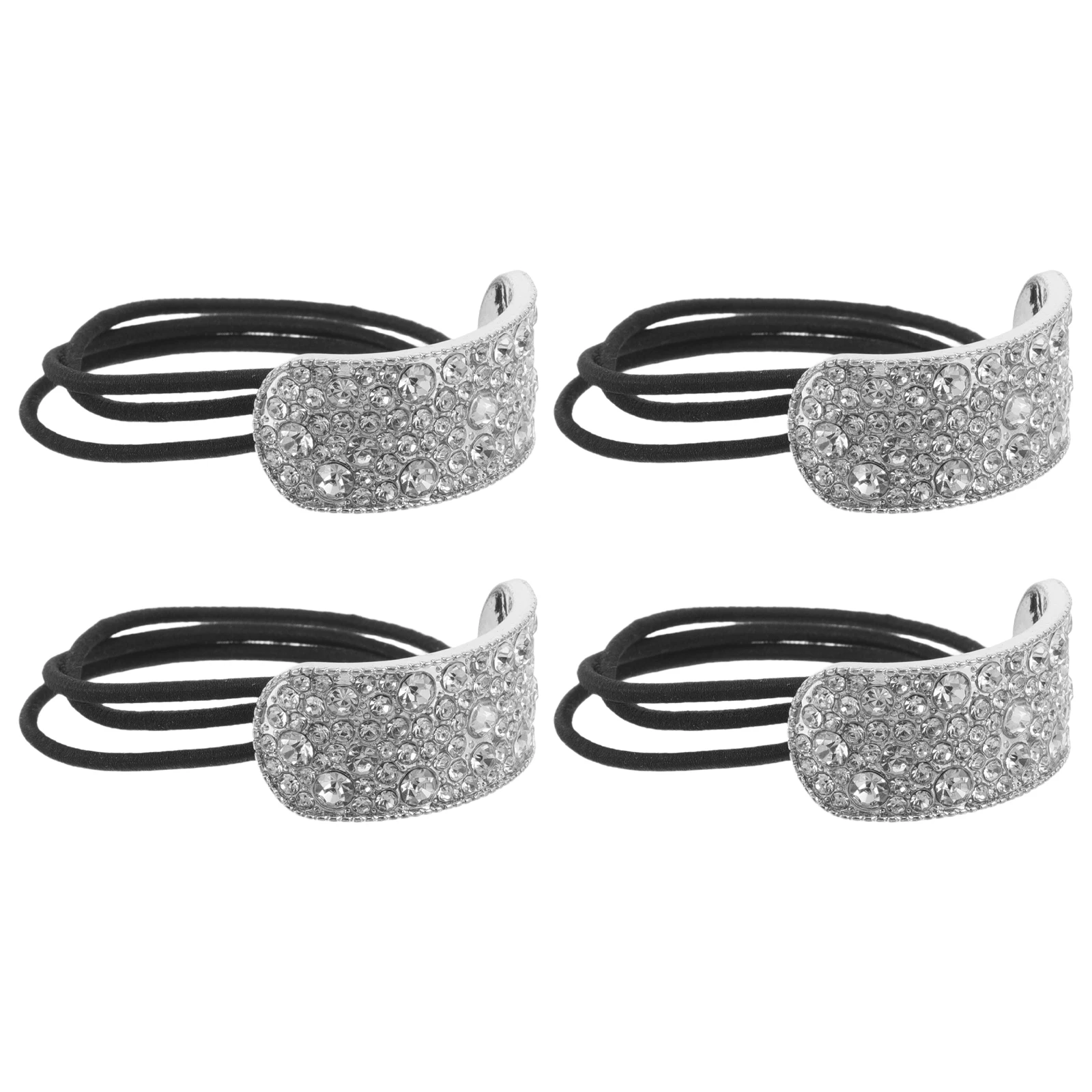 

4pcs Sparkly Rhinestone Hair Ties Elastic Crystal Ponytail Holders Women Fancy Hair Accessories For Party Wedding Gym Travel