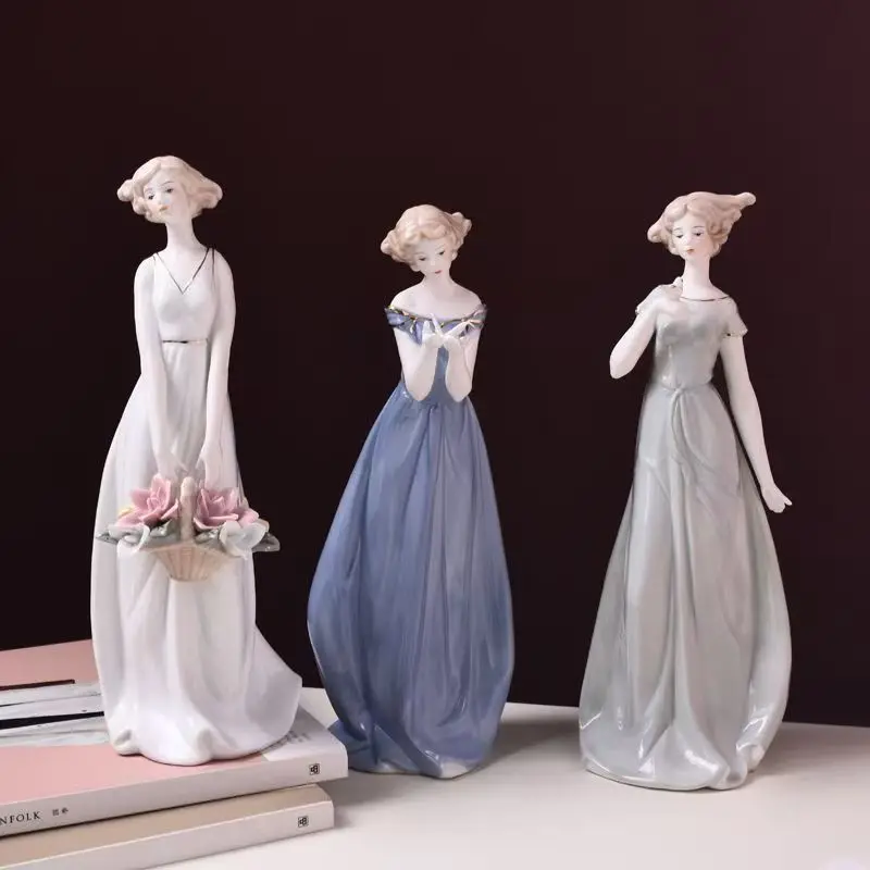 

Современный домашний декор, керамические фарфоровые поделки - фигурка девушки-цветочницы в деревенском стиле, отличный подарок на день рождения и украшение для дома