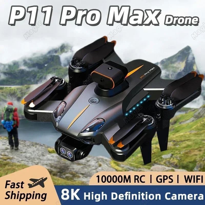 

NEW P11 Max RC Drones 8K Professional HD Dual Camera Wifi Four-way Intelligent Obstacle Avoidance Foldable Quadcopter Toys Gifts