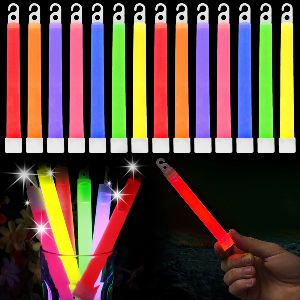 10pcs 6 Inch LED Glow Sticks Bulk Colorful  RGB Glow Foam Stick Wedding Party Cheer Dark Light with Hook  for Xmas Birthday Supp