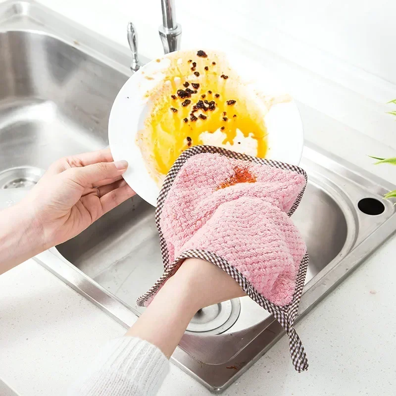 Super Absorbent Clean Cloth Cleaning Wiping Rag Dish Towel Kitchen Towel Sink Wipe Coral Fleece Cleaning Towels Home Accessories