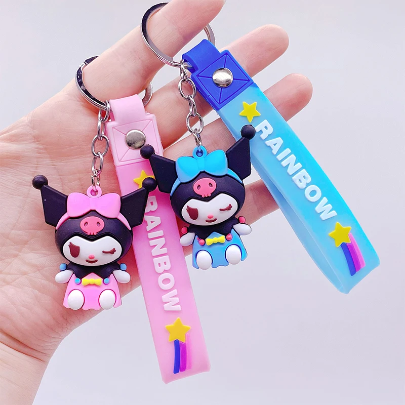 Cartoon Magic Wand Sanrio Keychains Kuromi Dolls Action Figure Model Pendant Car Keyring Backpack Ornament Kid Gifts