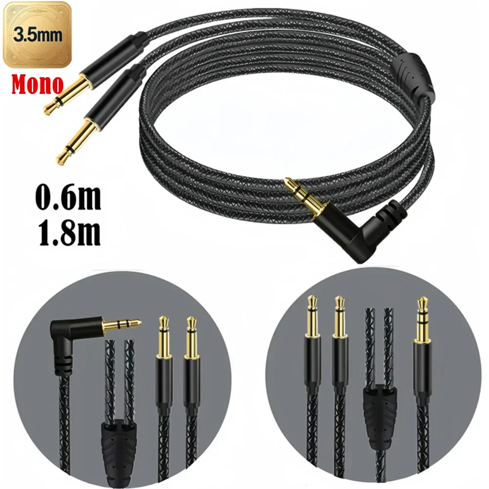 3.5mm Stereo To Dual Mono Audio Cable 1 To 2 Channel Splitter TRS To TS for Studio Sound Card Mixer 60cm/1.8m