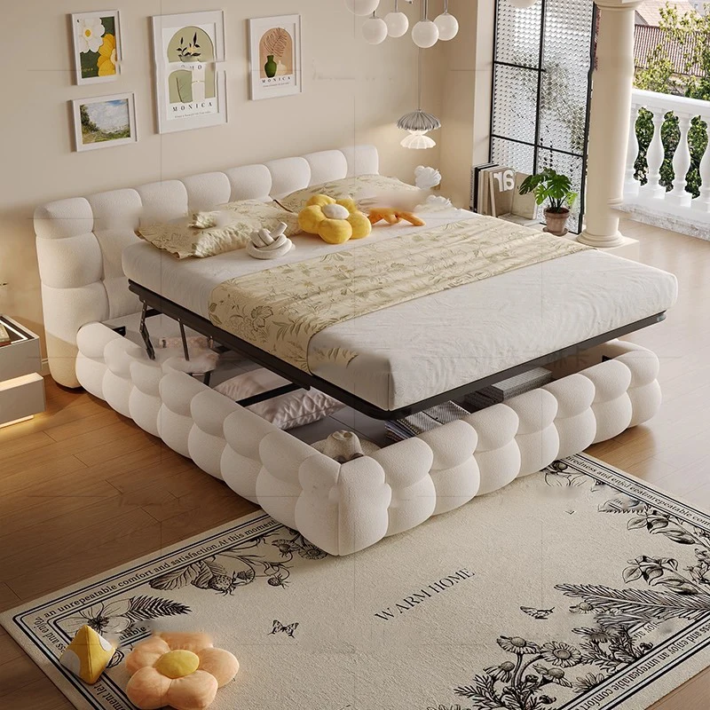 ألواح رأسية عائمة مزدوجة حديثة للسرير، منصة سرير لغرفة النوم بحجم كينج، تصميم أوروبي للأميرة، أثاث عصري من موبليس