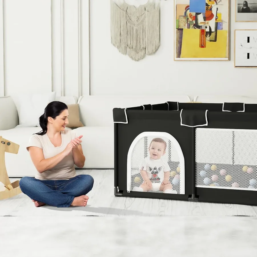 روضة أطفال للأطفال الصغار، روضة أطفال كبيرة، لعبة أطفال، قلم لعب داخلي وخارجي، أمان قوي (أسود، 50 × 50 بوصة) #2