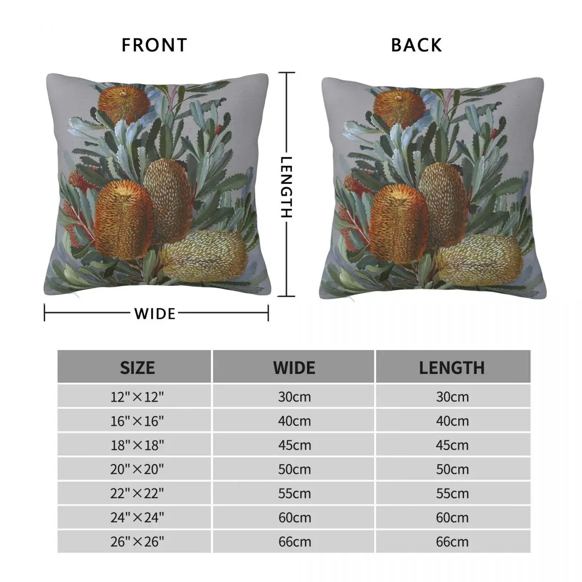 Banksia Australian Wildflower Pillowcase Polyester Linen Velvet Creative Zip Decorative Pillow Case Car Cushion Cover 45x45