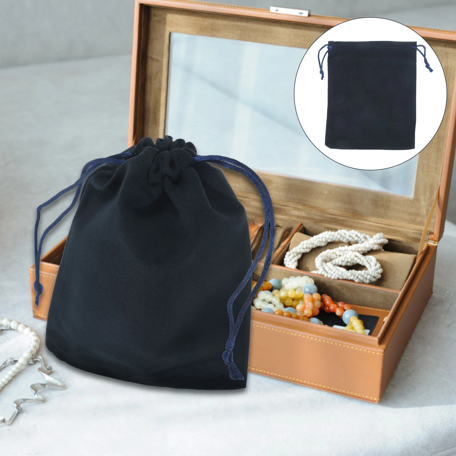 

20 Pcs Short Plush Flannel Jewelry Bags 12x15cm Dark Drawstring Pouches for Toys Candy Gifts Party Favors Wedding Favor