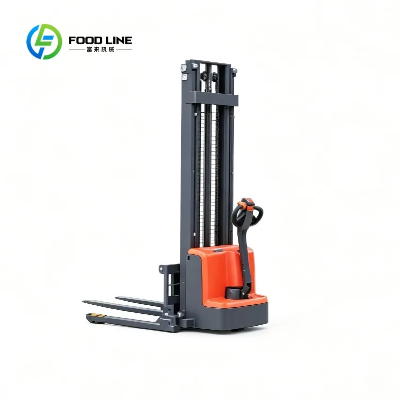 Customized pedestrian operated electric stacker pallet lifting machine slim mast structure indoor warehouse goods stacking work