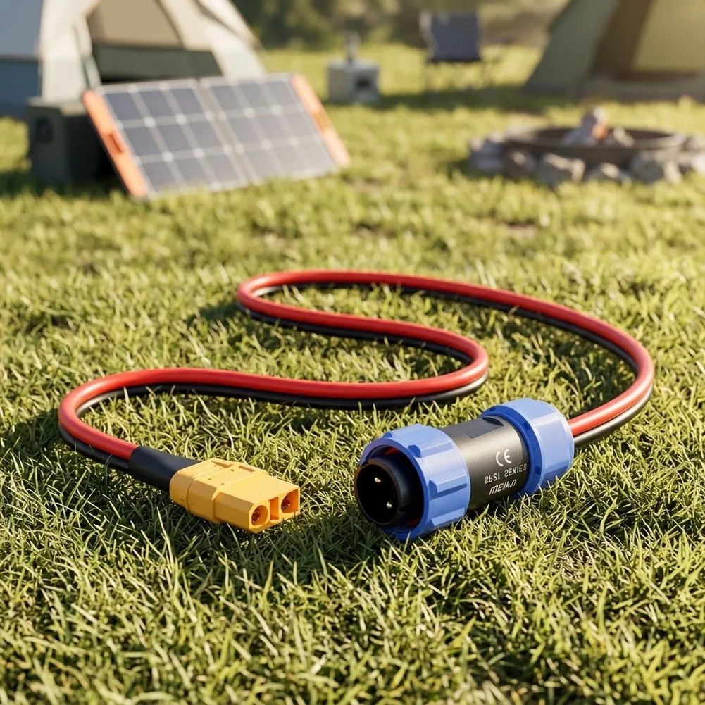 For XT90 To 2 Pin Aviation Connector Cable 12AWG For Portable For Power Stations Waterproof Lock Sealing Ring Outdoor For Rugged