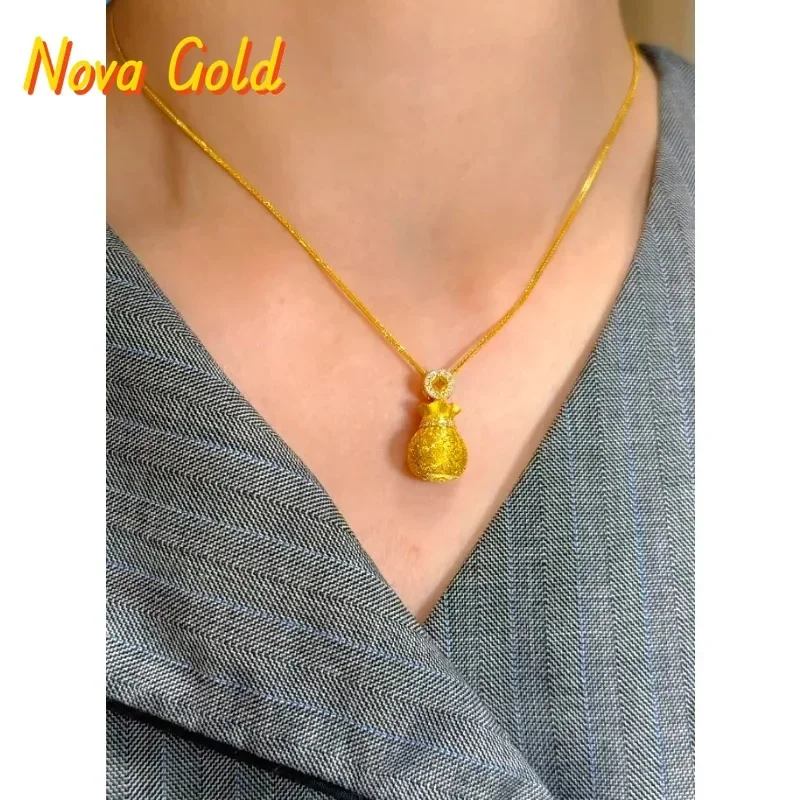 

Подвеска-саше NovaGlod 9999 из настоящего золота 24K с ЧПУ-гравировкой, открывающаяся и закрывающаяся, с бриллиантами и медной монетой, в стиле люкс, дизайн «Мешочек благословений»