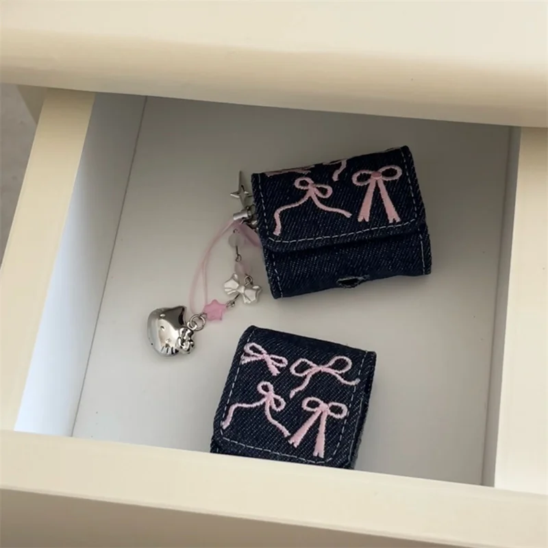 Kawaii Pink bow Earphone Case For Apple Airpods Pro 2 3 1 Cover with Charm Leather Cute Headphone Charging Cases For Airpod 3 4