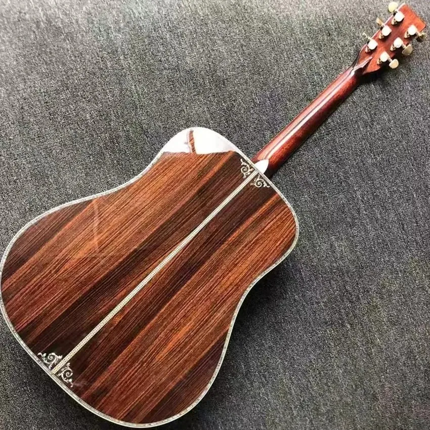 41 inch all solid wood all solid all abalone inlaid black finger acoustic wood guitar