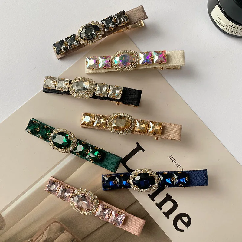 Koreanversion of the high-end rhinestone duckbill clip alloy full drill side clip super flash fairy bangs hairpin broken hairpin