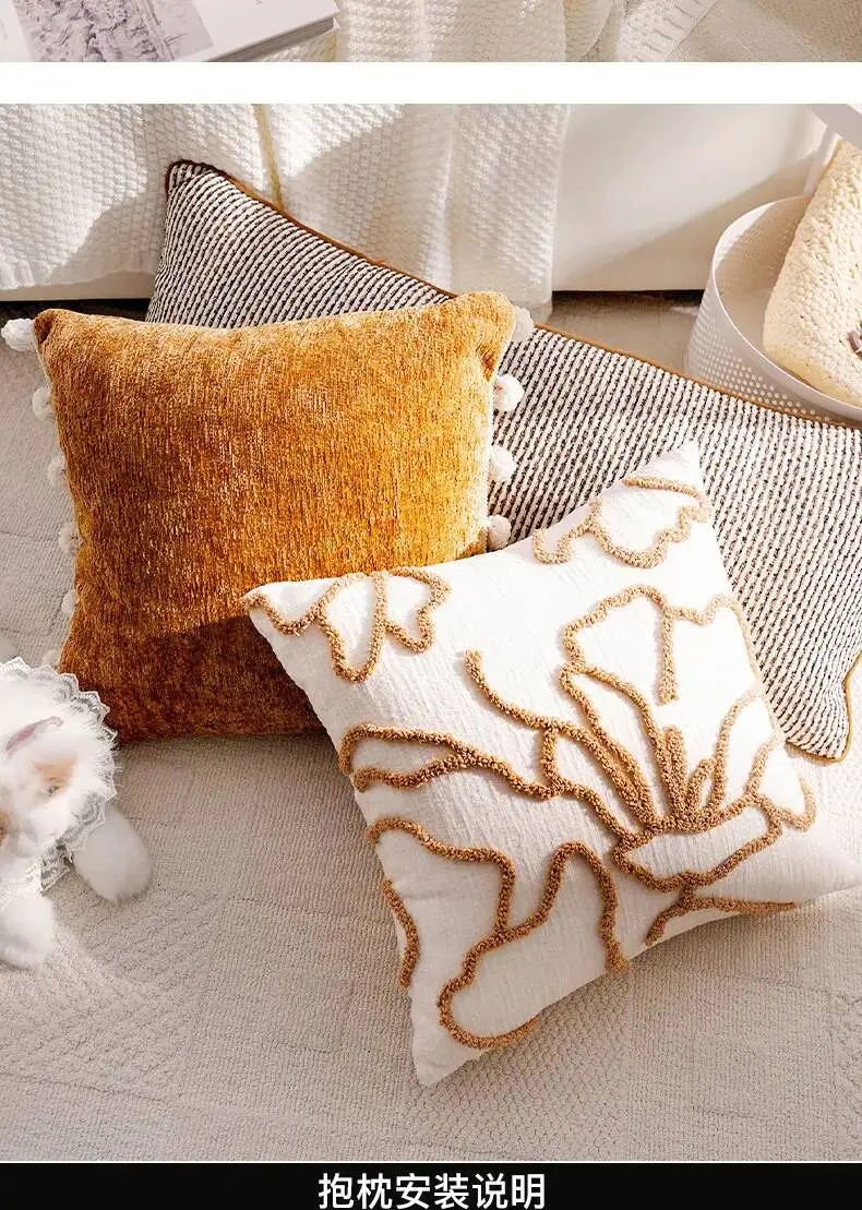 Boho-Kissenhülle im marokkanischen Streifenstil, Chenille, luxuriös, weich, dekorativ, für Sofa, Bett, Heimdekoration – Detail 19
