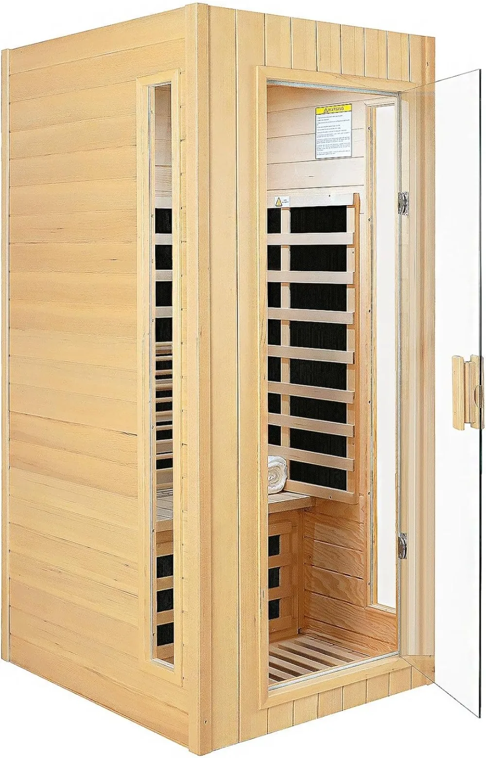 Far Infrared Sauna 1 Person Infrared Sauna Room Canadian Hemlock Wooden Sauna for Home, 1300W Low-EMF Indoor Saunas with