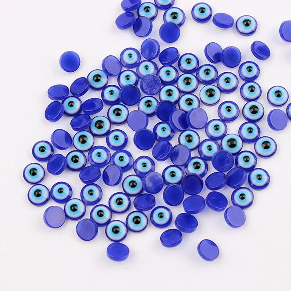 150Pcs Evil Eye Dome Charms Premium Plastic Blue Eye Embellishment for DIY Jewelry Making Crafts Scrapbooking Hair Clips Phone