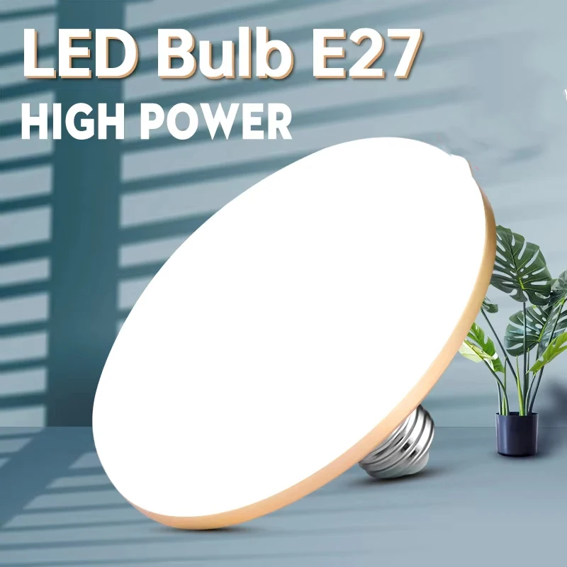 LED Bulb AC 220v E27 Base Household Energy Saving Lamp 15W Indoor Lighting Flying Saucer Light 6500k Ceiling Lamp Garage Light