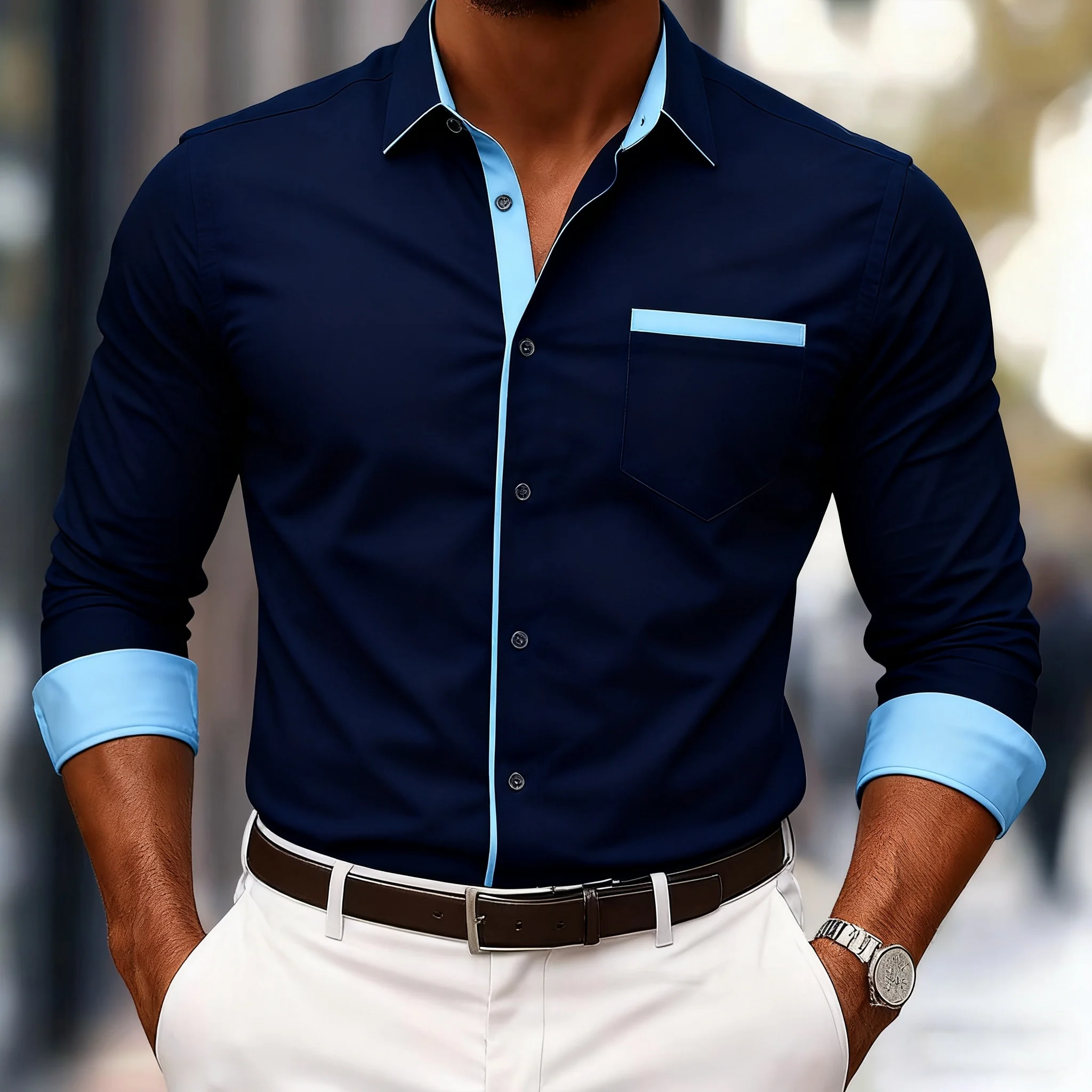 

2026 New Men's Casual Comfort Long-Sleeved Collared Shirt, Stylish and Comfortable Top for Everyday Wear and Vacation