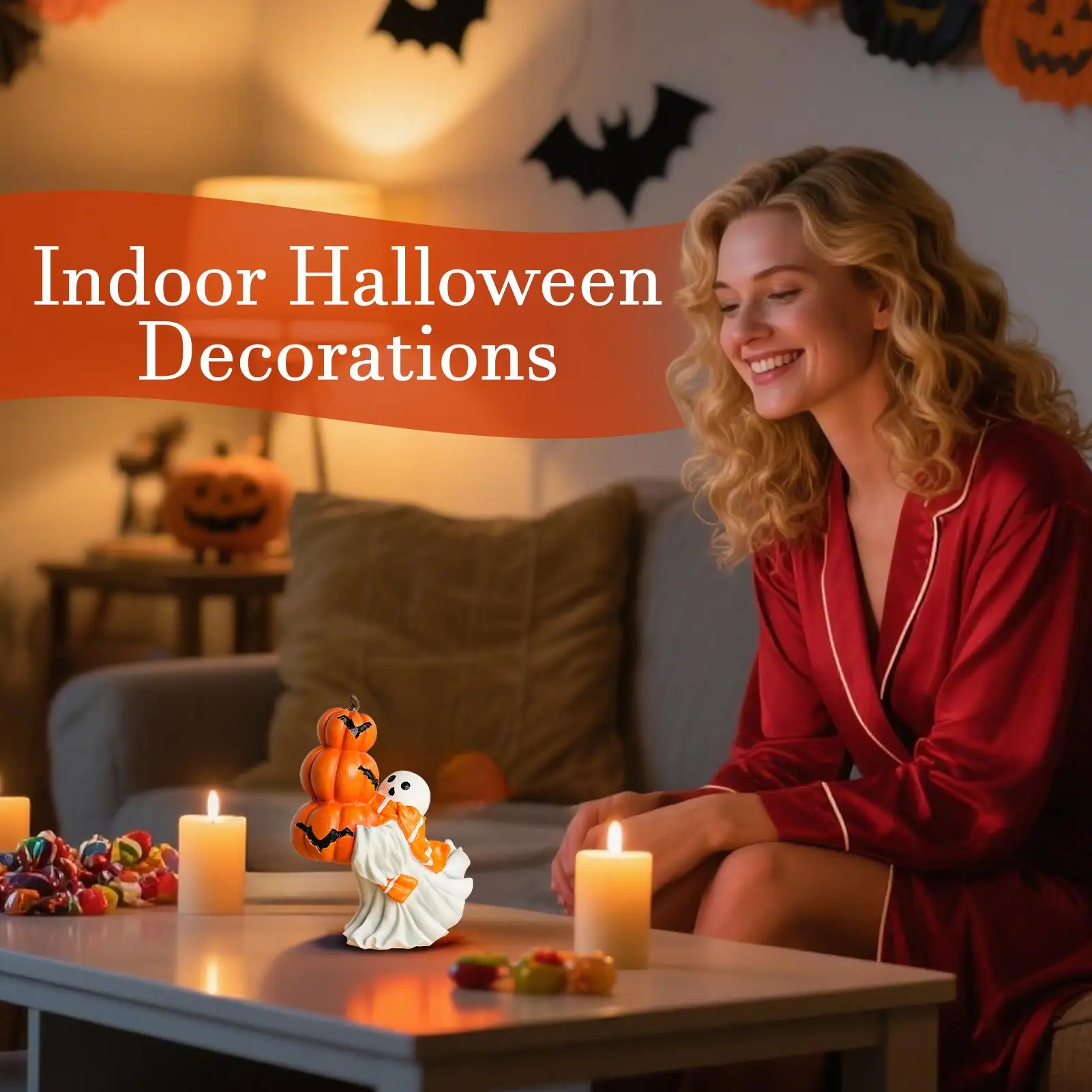 

Ghost Figurine Resin Ghost Statue Halloween Decoration Cute Ornaments Whimsical Seasonal Scene Prop For Porch Shelf Fireplace