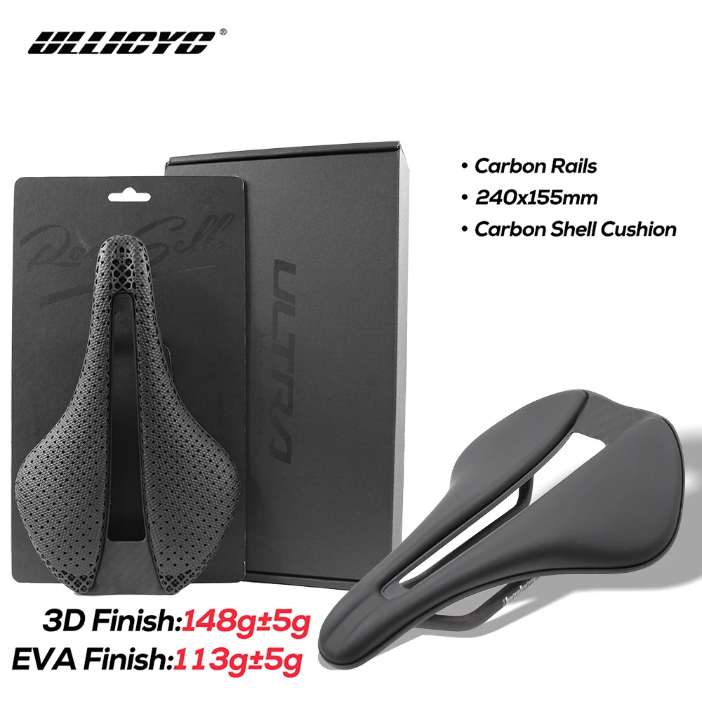 

3D Printed/EVA Bicycle Saddle,Ultralight Carbon EVA Hollow 240x155mm MTB/Road Racing Bike Cushion,Carbon Rail,Full Carbon Shell