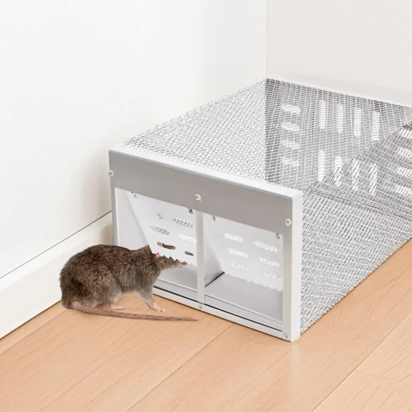 مصيدة فئران ذكية بباب مزدوج من Humane فولاذية لا تقتل الصيد المباشر مع فتحات هوائية فخ الفئران فعالة صحية آمنة قفص الماوس الفخاخ #1