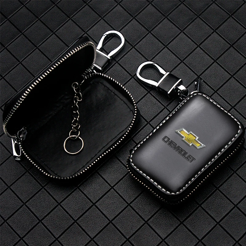 Leather Car Key Holder Car Keychain Bag Organizer Car Key Case For Chevrolet Spark Silverado Trailblazer Cruze Captiva Lacetti