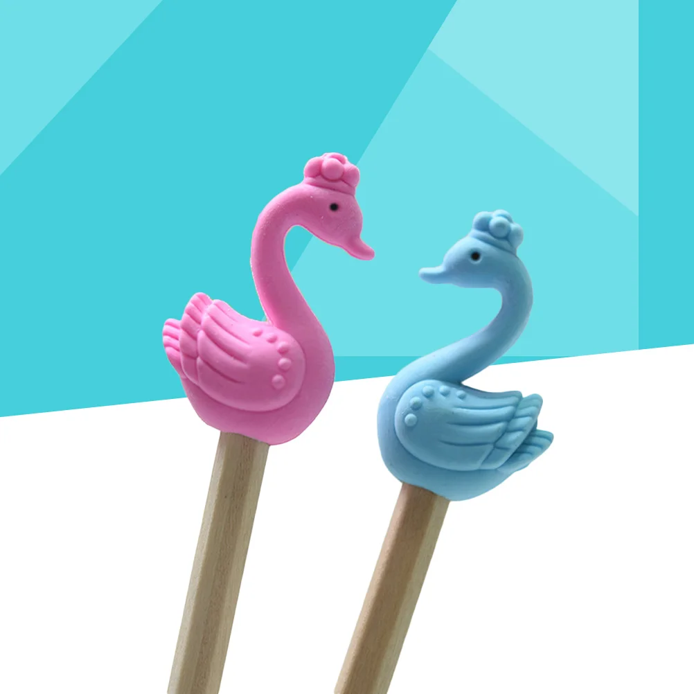 

1 Pair Swan Shape Eraser Cartoon Creative Eraser Stationery Gift School Classroom Rewards for Kids Students (Random Color)