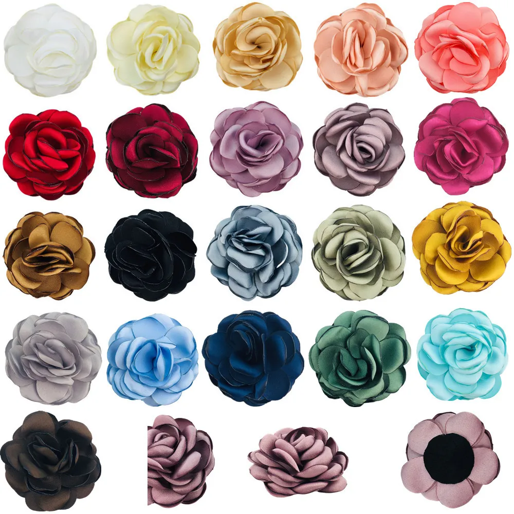 

500pcs Wholesale 5cm Gabardine Burnt Edge Flower Satin Baked Edge Rose Three-dimensional Fabric Accessories