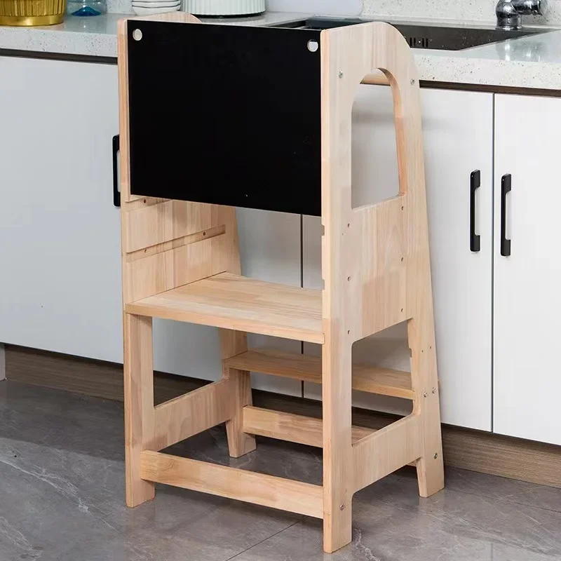 Taburete de paso de cocina para niños con pizarra de riel de seguridad, taburete de paso plegable, torre de aprendizaje