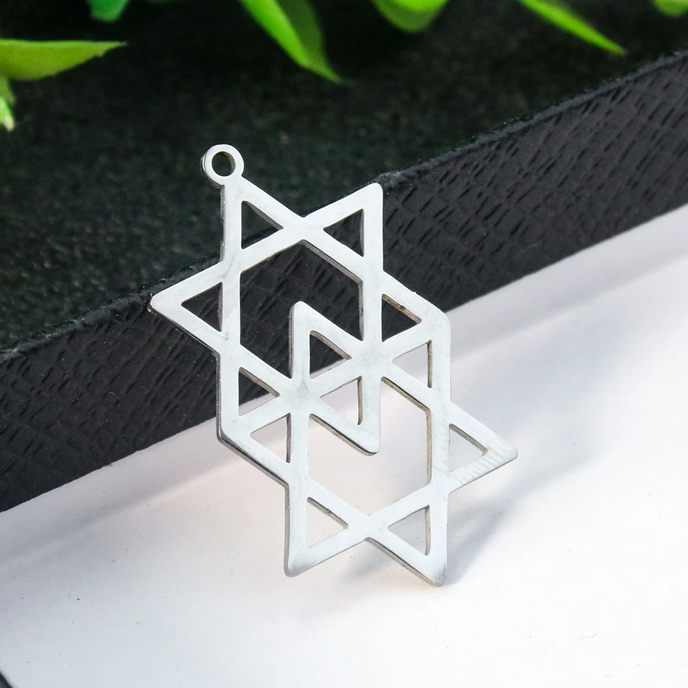 2PCS Mysterious Star of David Charms for Jewelry Making Necklace Talisman Seal Solomon Six Point Star Amulet Jewish Pendant