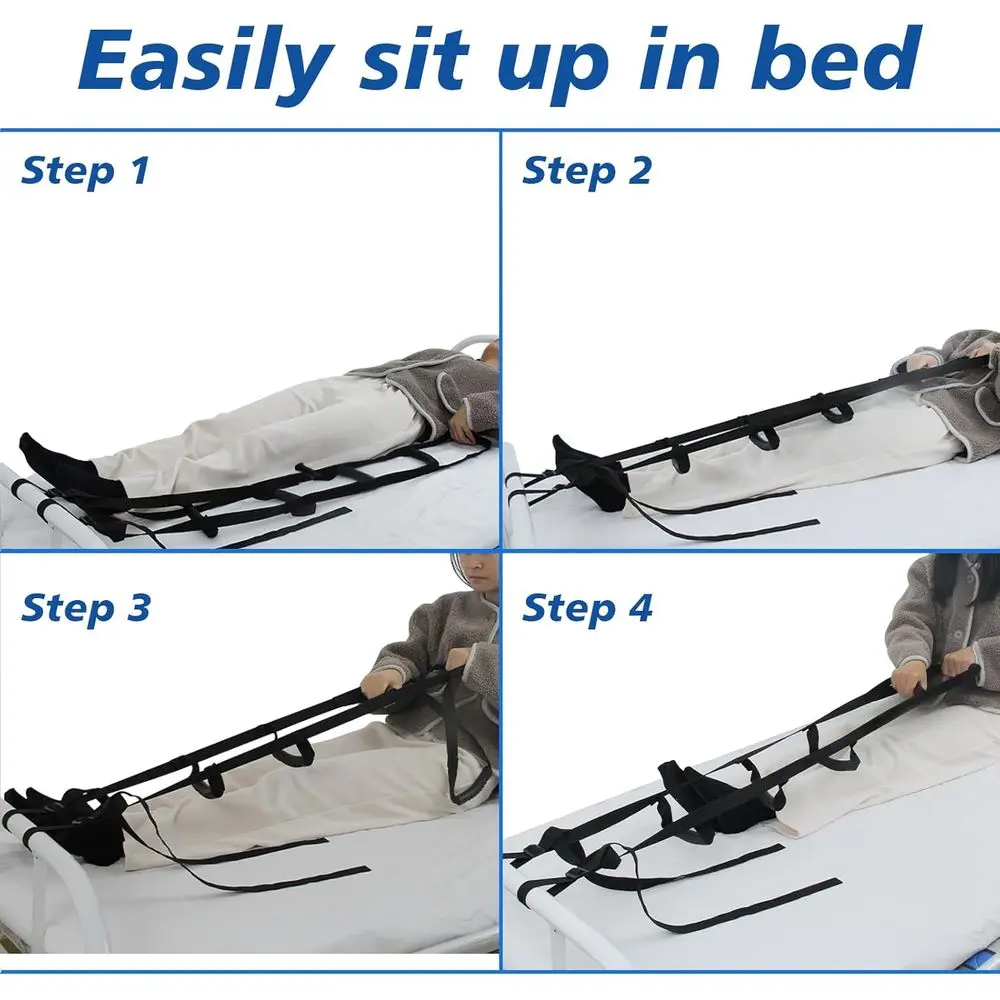 Bed Ladder Assist Pull Up Sit Up with 6 Handles, Adjustable Rope Bed Ladder Strap, Bed Rope Ladder Heer or Seni, Pregnant, Handi