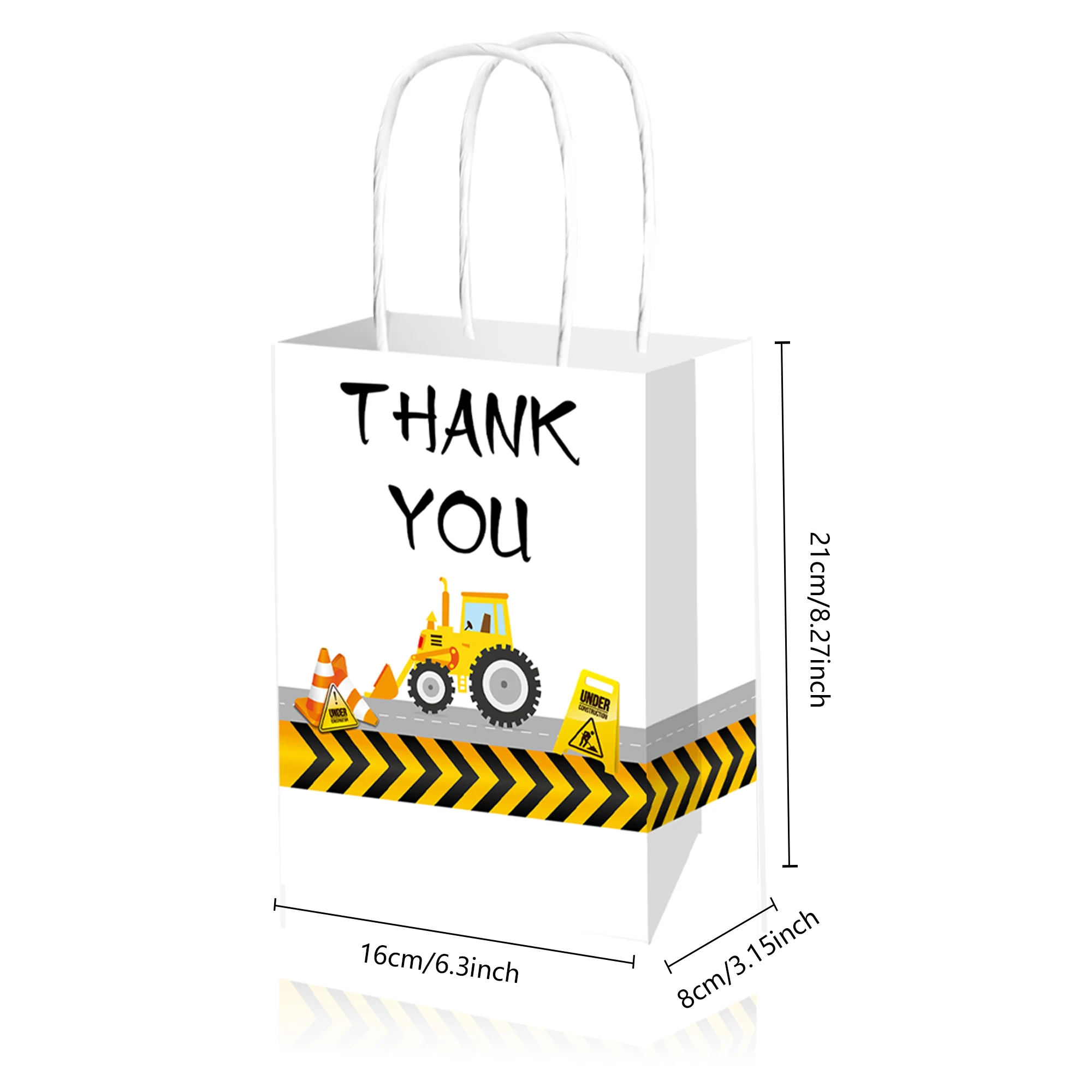 10/30/50pcs Excavator Paper Bags For Construction Truck Theme Birthday Party Decoration Gift Bag with Handle