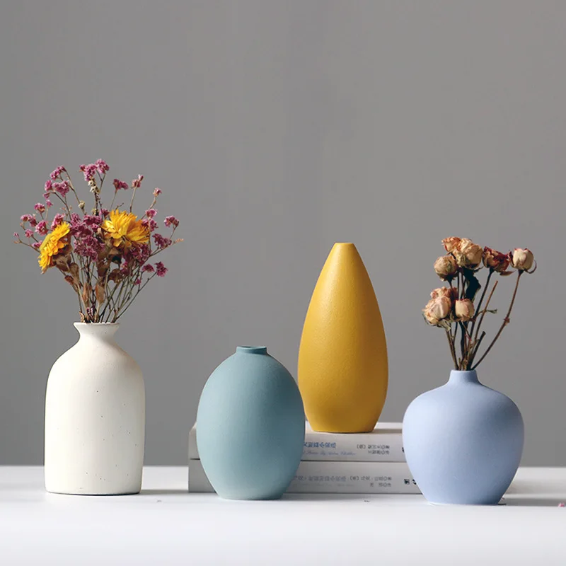 Ceramic Vase Ins Dry Flower Arrangement Living Room TV Cabinet Dining Table Nordic Morandi Home Decoration Creative Ornament