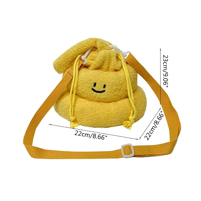Creative Cute Plush Poop Shape Drawstring Bag Cartoon Women Handbag Daily Outdoor Travel Crossbody Bags for Teenagers Girls