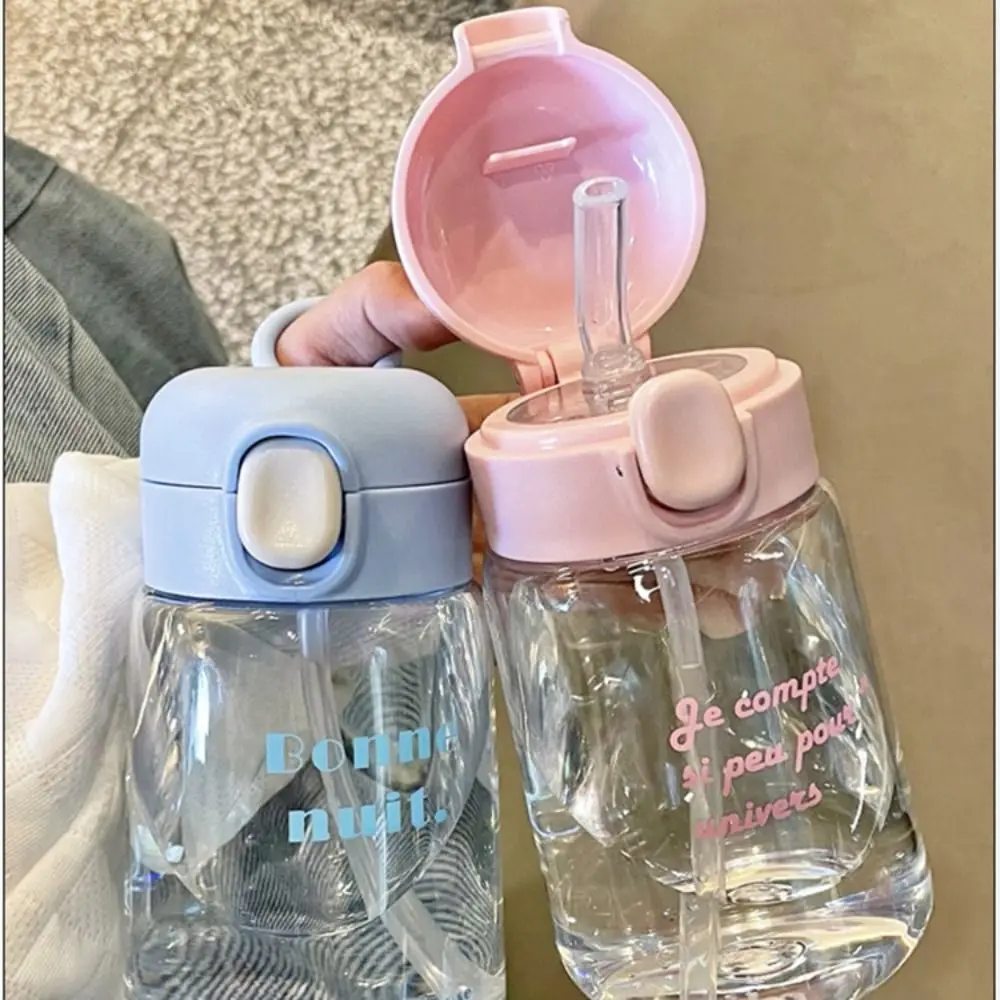 Creative 400ml Kids Sippy Cup Leak-proof with Straw Cartoon Water Bottles Lightweight Plastic Toddlers Beverage Cups