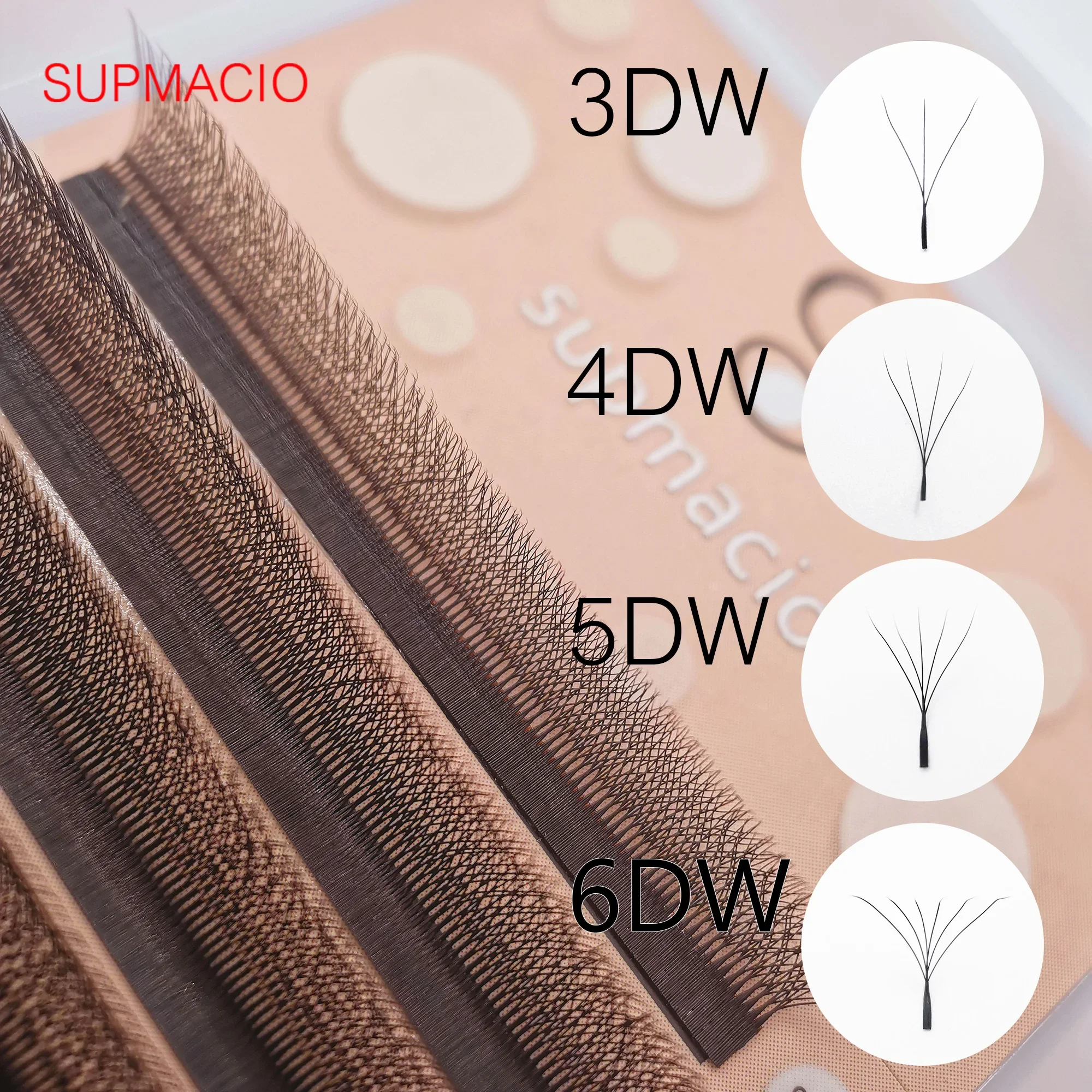 Supmacio W Shaped Bloom 2D 3D 4D 5D 6D Automatyczne kwitnienie Premade Volume Fans C/D Curl Naturalne miękkie światło Indywidualne rzęsy
