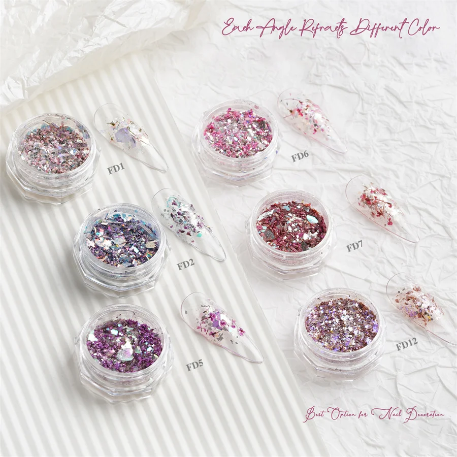 مسحوق زهور مجففة لفن الأظافر ، أورورا أوبال ، حبوب اللقاح المجففة ، لاصق ، ابتكار فن الأظافر ، 1 1.2 #3