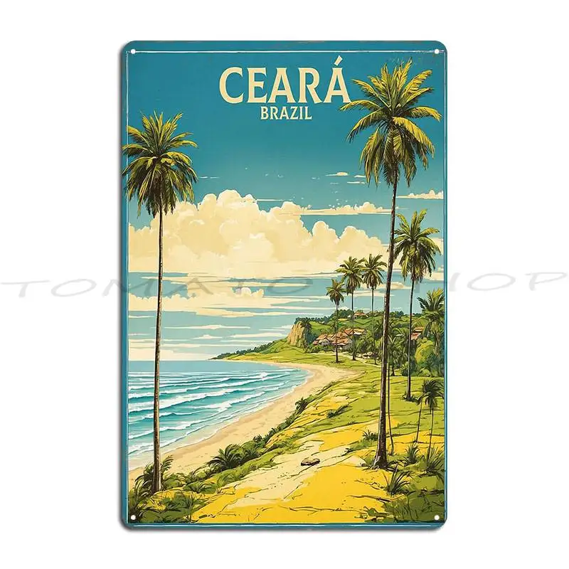 Placa de Metal Vintage de Viagem e Turismo Vitória Brasil e Ceará Brasil - Pôster Decorativo para Bar, Clube e Pub