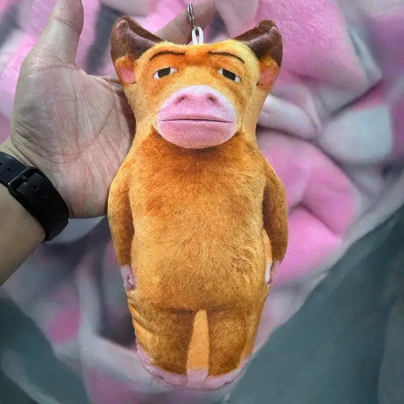 Creative Abstract Cow Plush Pendant Voice Feature Soft Stuffed Toy Cartoon Animal Keychain for School Bag Phone Hanging Gift