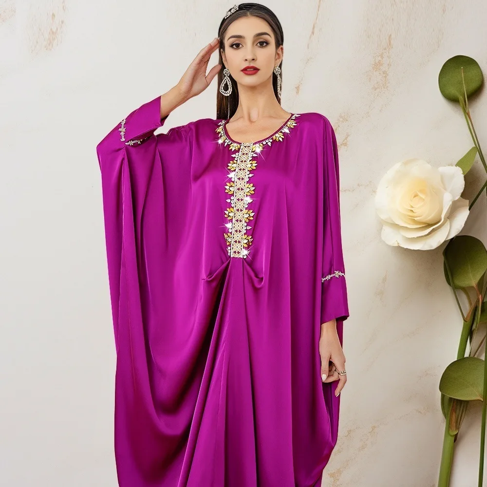 A122 New Rose Purple Embroidered Handmade Nail Drill Long Sleeve Cloak Bat Shirt