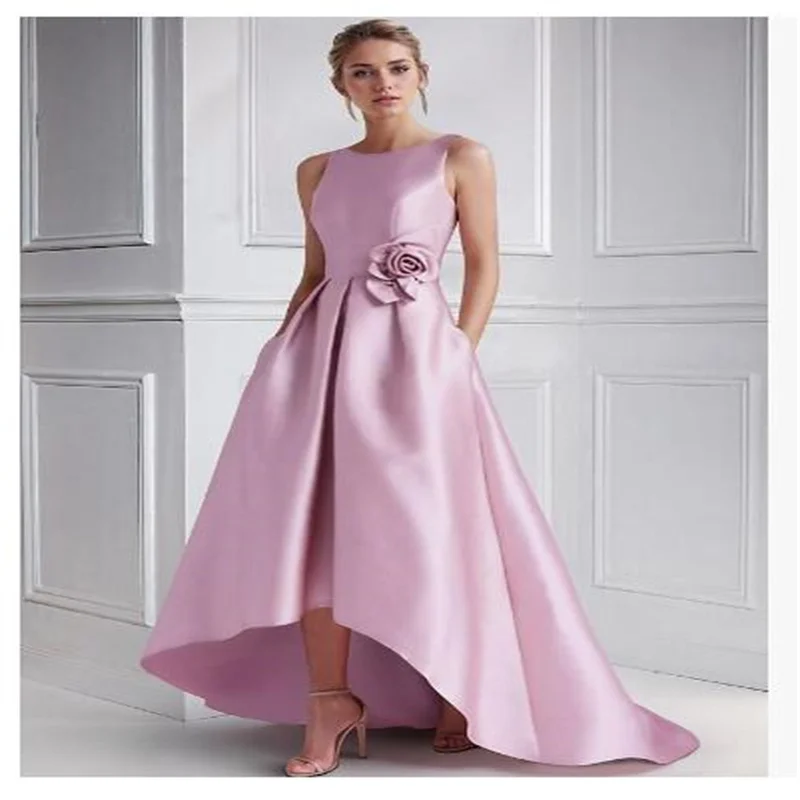 Pink Gala Dresses 2024 Sleeveless Long O Neck Elegant Evening Dress Woman Asymmetrical Hottest A Line Formal Cocktail Dresses