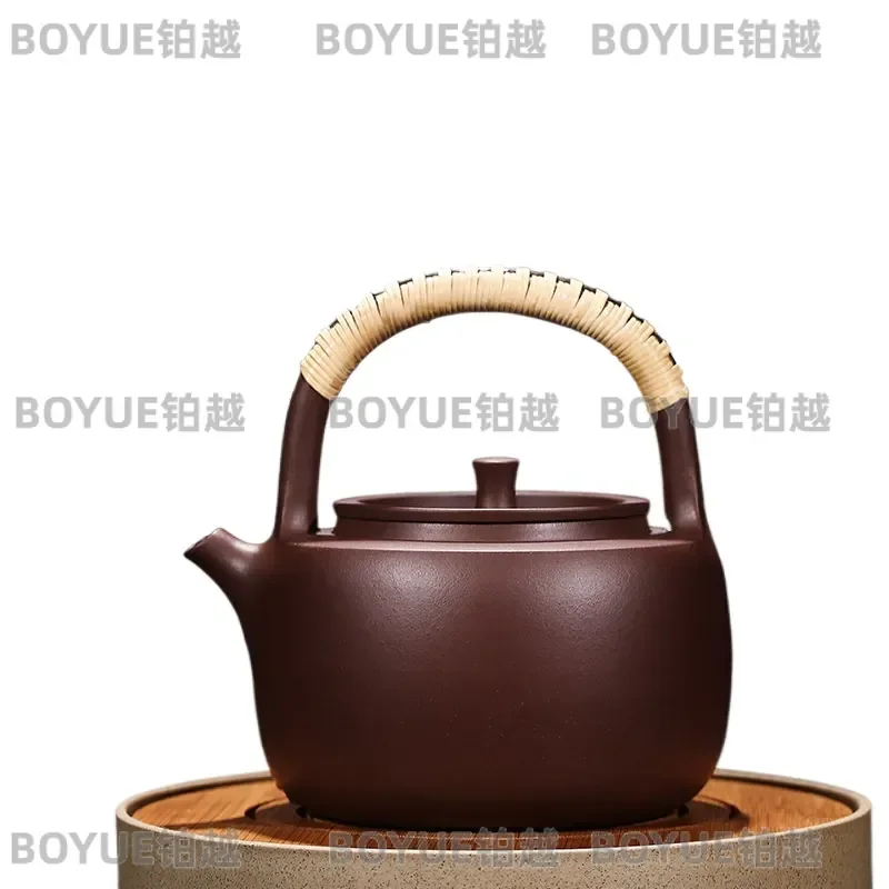 Yixing Purple Clay Teapot Handmade Raw Ore Kettle Heat Resistant Beam Pot for Electric Ceramic Stove Healthy Brewing Vessel
