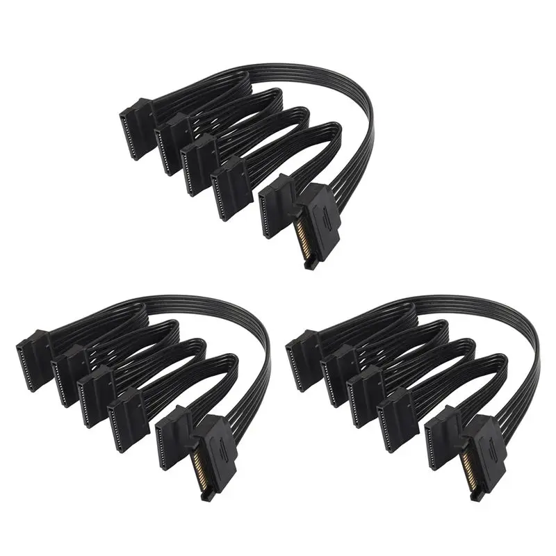 3X 15 Pin Sata Power Splitter 1 To5 Hard Drive HDD SSD Power Supply Cable Cord Extension Cable Hard Disk Expansion Cable
