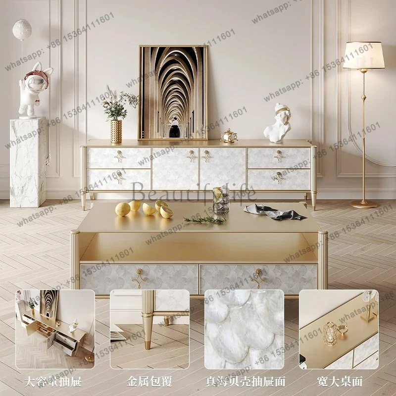 wood TV cabinet shell TV cabinet fall home high-end light luxury simple multi-drawer cabinet