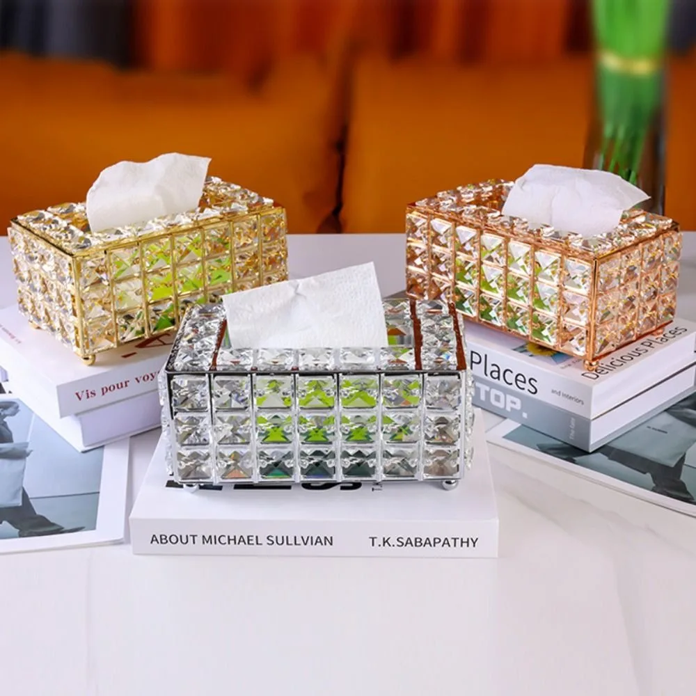 

Creative European Style Crystal Tissue Box Bling Exquisite Paper Box Facial Tissue Holder Home Décor Tissue Box