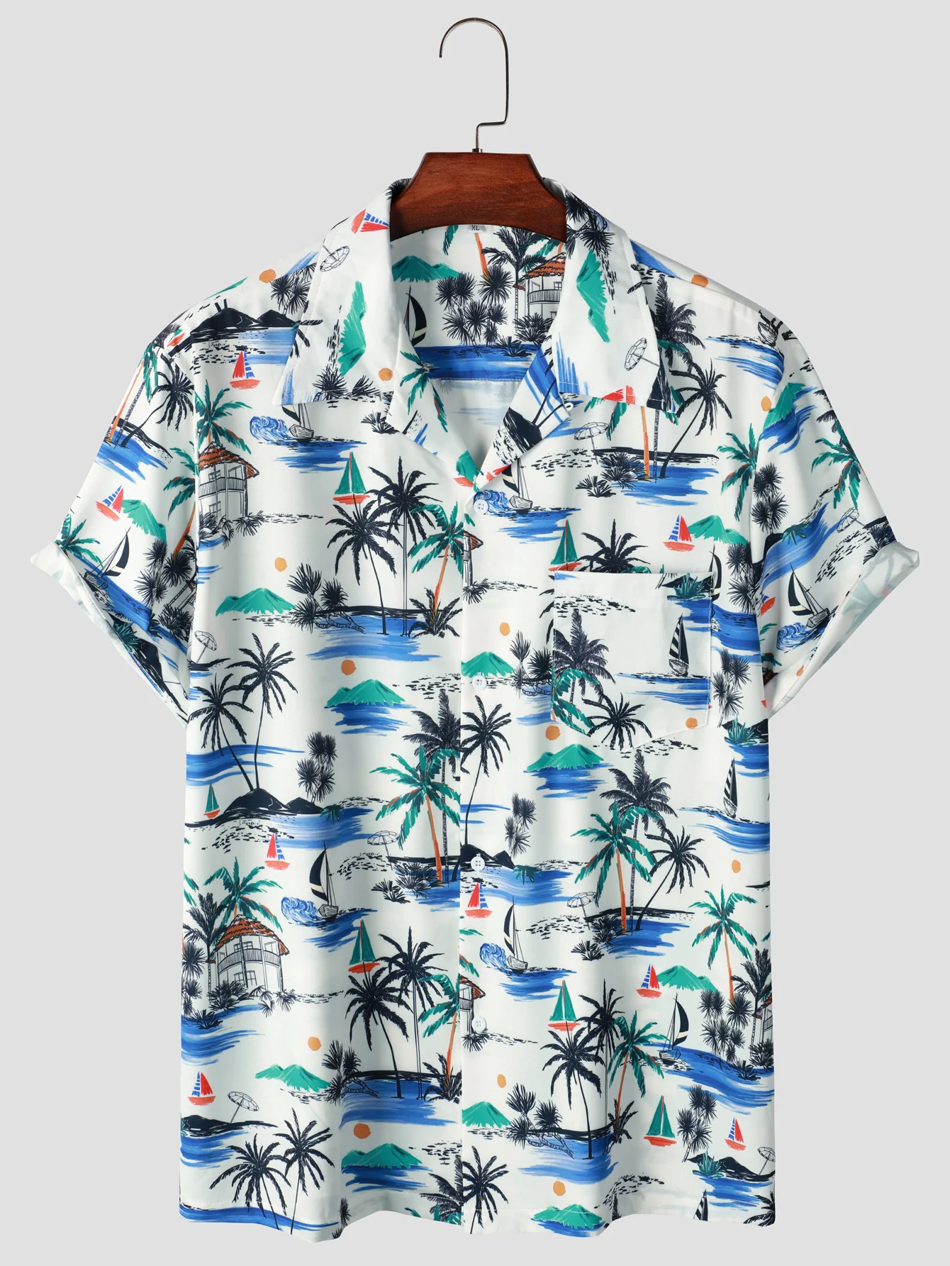 Men\'s Hawaiian Shirt Summer Vacation Casual Streetwear Short Sleeve Button Up Shirt Men Clothing