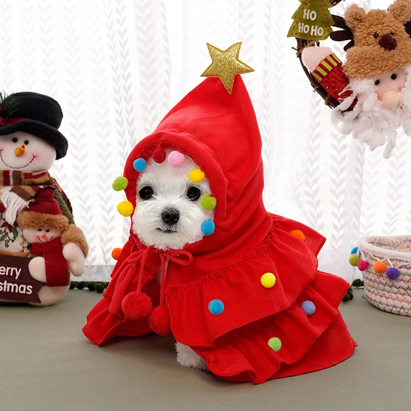 Four Seasons Christmas Pet Clothes Two Color Cloak Pet Fun Cloak Cloak Dog Transformation Holiday Atmosphere Supplies