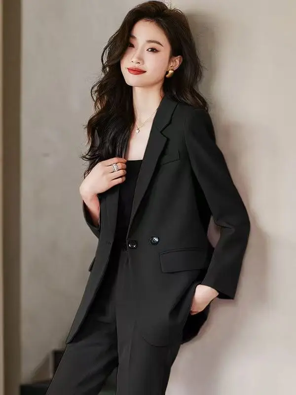 

Fashionable Career Women's Suit Jacket Set New Arrival Company Goods Tagless Long Sleeve Polyester Fiber Spring Autumn Wear